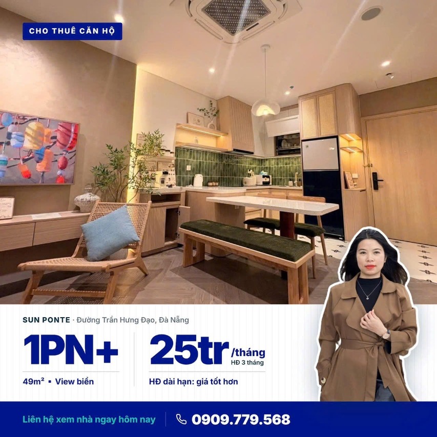 Căn 1PN+ 49 m² view biển giá 25 triệu/tháng, hợp đồng 3 tháng