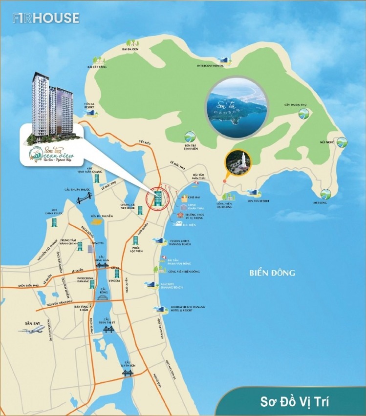 Vị trí Sơn Trà Ocean View sát tuyến biển phía đông Đà Nẵng