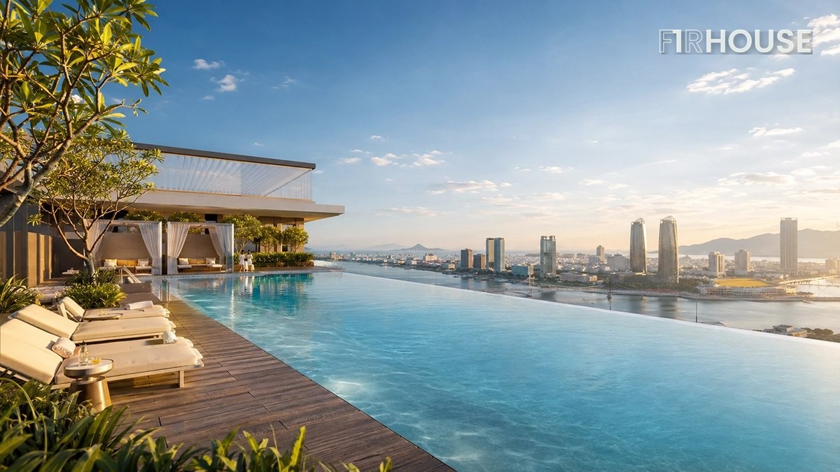 Hồ bơi vô cực hướng sông tại Peninsula Đà Nẵng