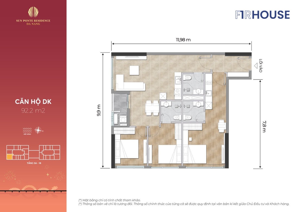 Layout căn điển hình Sun Ponte Residence – mẫu 02