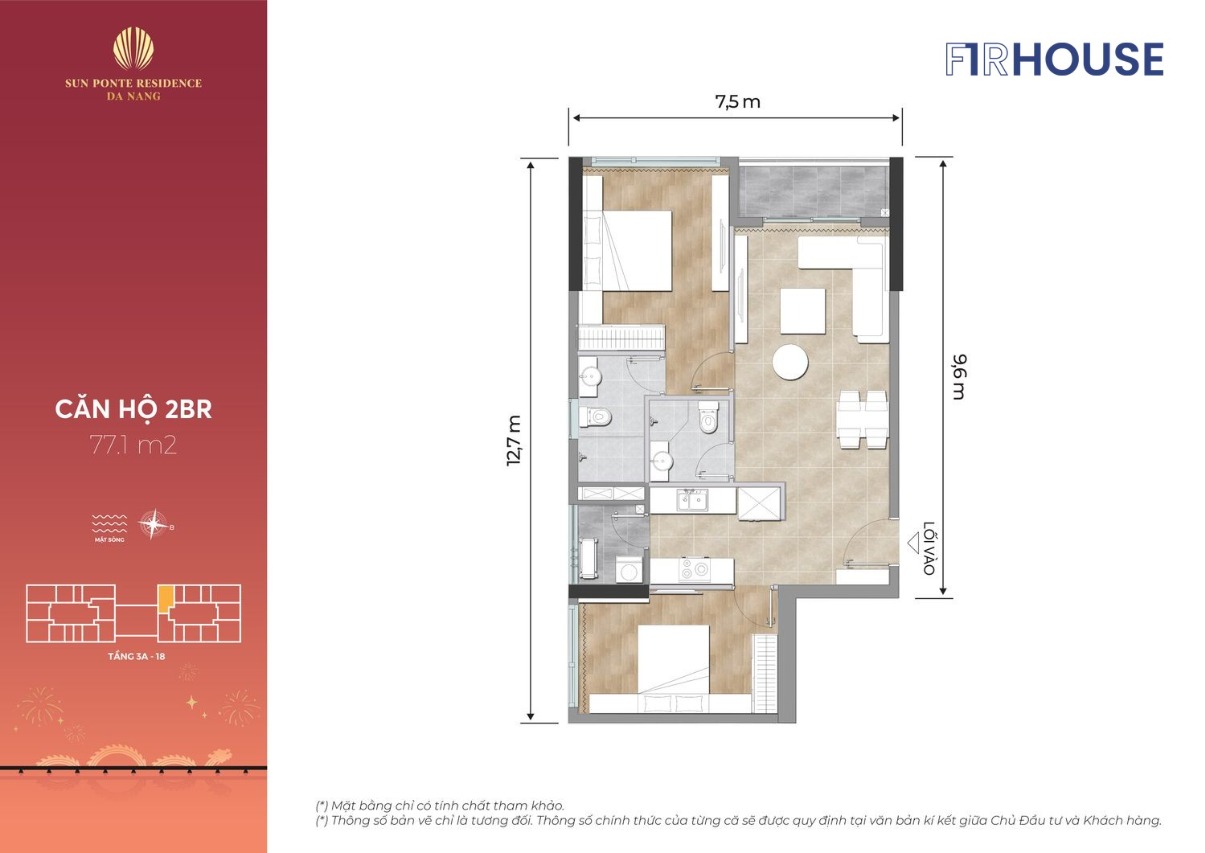 Layout căn điển hình Sun Ponte Residence – mẫu 04
