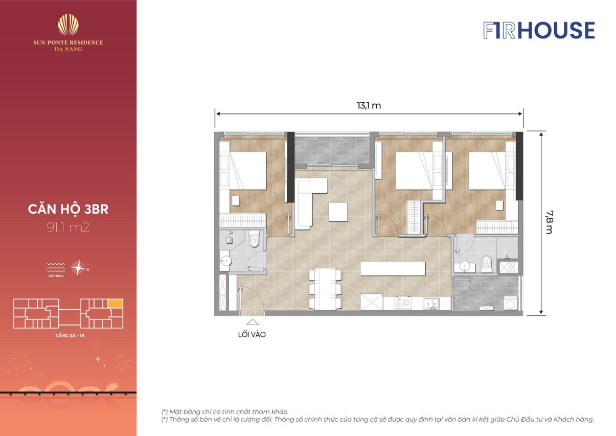 Layout căn điển hình Sun Ponte Residence – mẫu 05