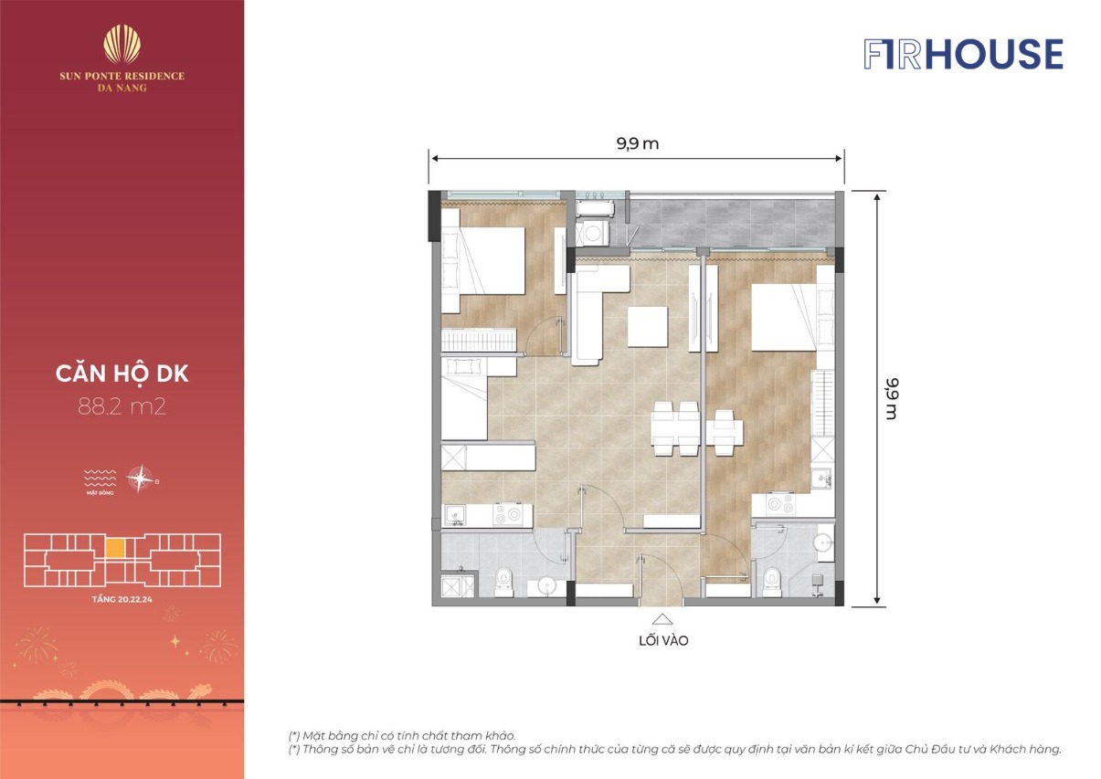 Layout căn điển hình Sun Ponte Residence – mẫu 08