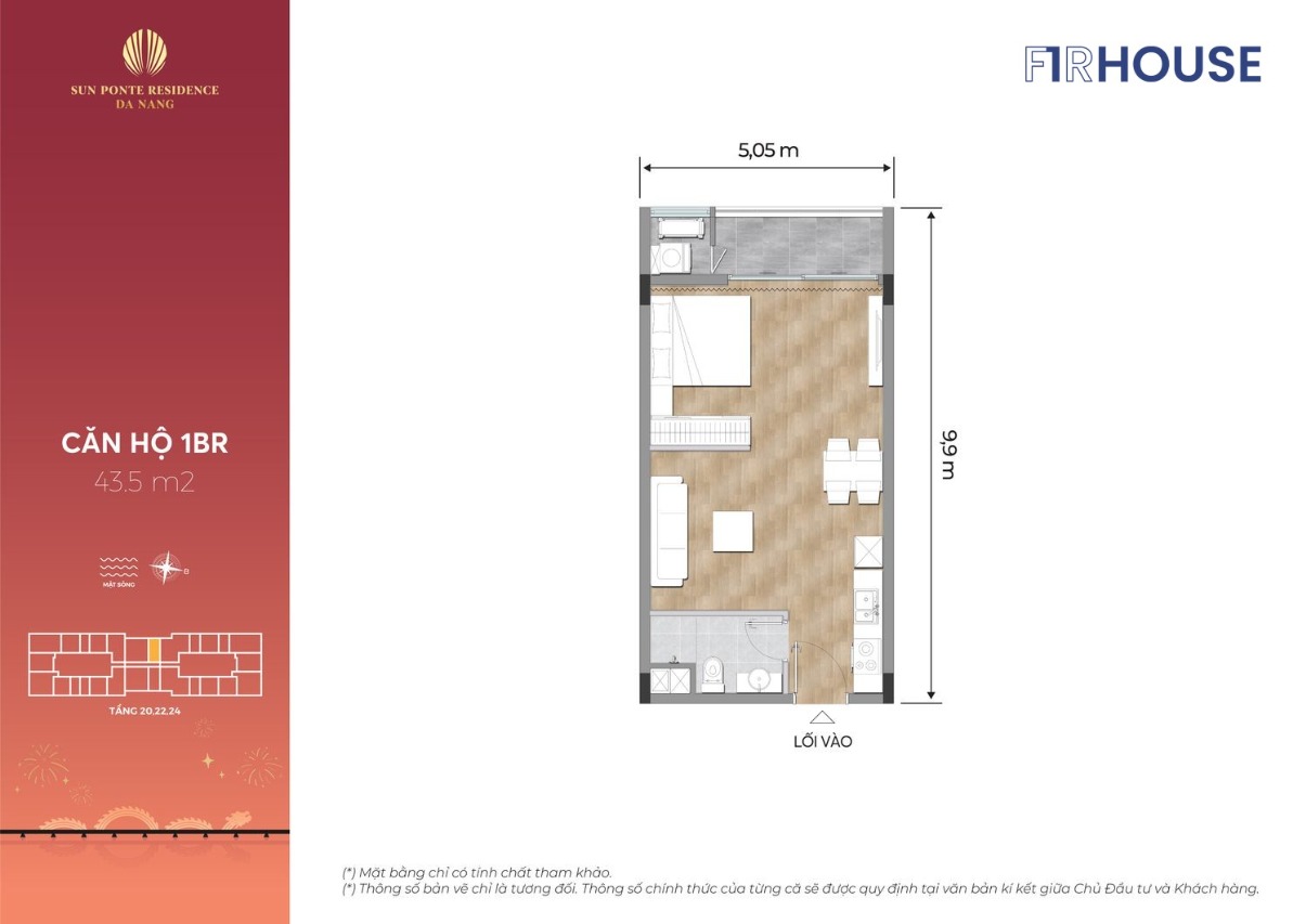 Layout căn điển hình Sun Ponte Residence – mẫu 09
