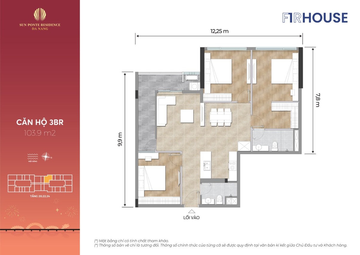 Layout căn điển hình Sun Ponte Residence – mẫu 10