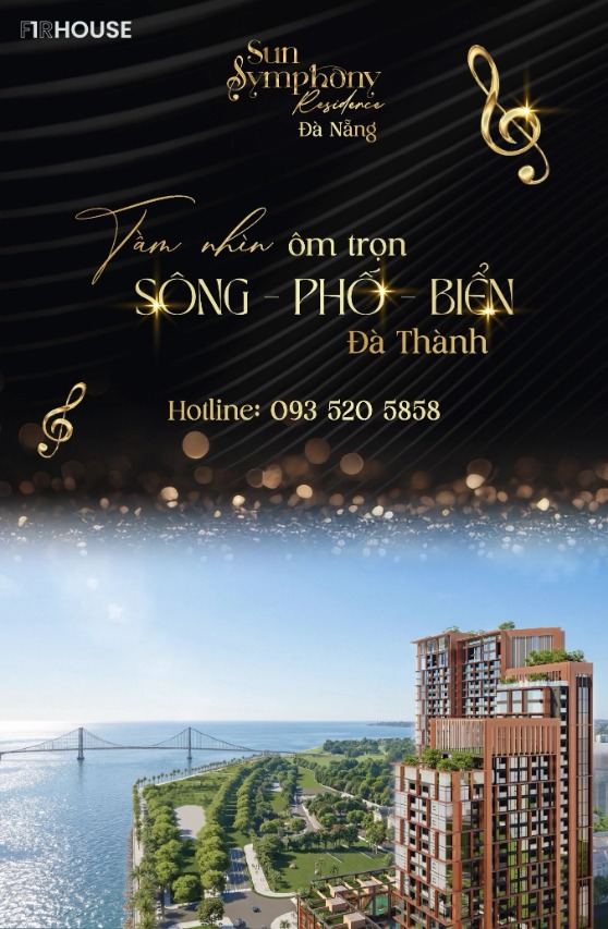 Kiến trúc tháp căn hộ Sun Symphony Residence bên sông Hàn.