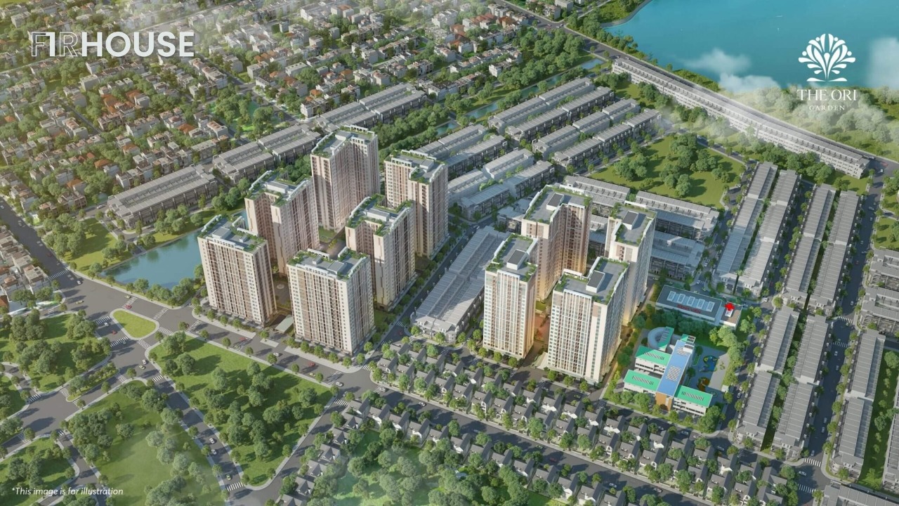 Phối cảnh tổng thể The Ori Garden nhìn từ trên cao